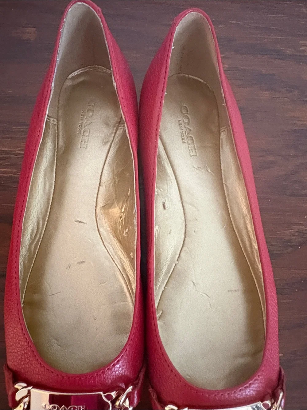 COACH ‘Bianca’ Red Pebbled Leather Ballet Flat Size 7